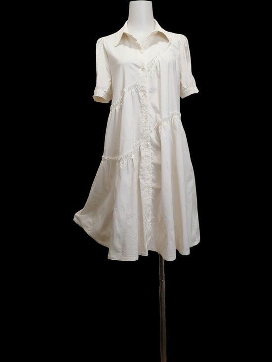 Dresses & Skirts - 🌻🌻Lightweight Blanchedalmond Button-Down Tiered Shirt Dress
